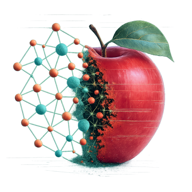 Apple with molecular structure